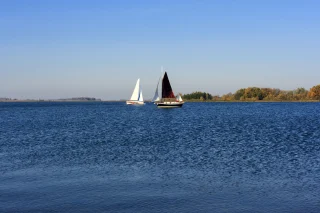 Segelboote fahren auf einem See
